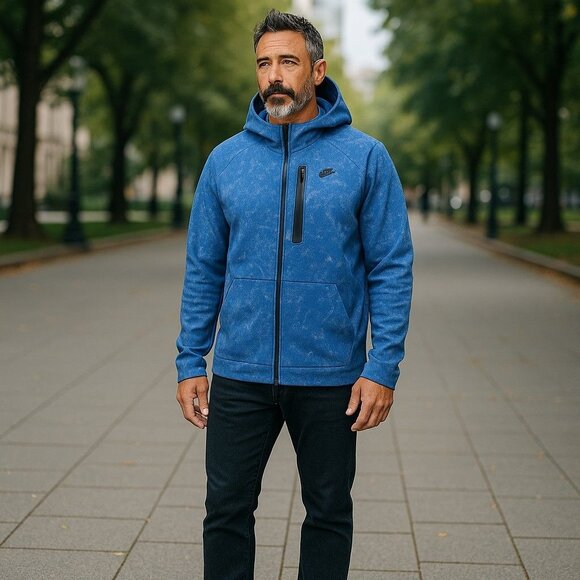 Nike Sportswear Tech Fleece Full-Zip Hoodie Marina Blue DM6515-407 Men's XXL‎ - Picture 1 of 6